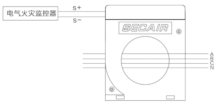 J-SCM41(160)剩余電流式<a href=http://www.xmphtxh.com/dianqihuozai/ target=_blank class=infotextkey>電氣火災監控</a>探測器接線圖